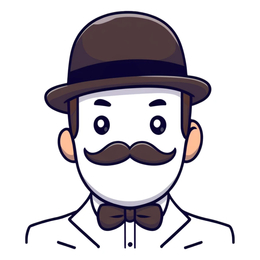 A British man with a bowler hat and mustache with the text "Okay Buddy" clearly visible on the image sticker