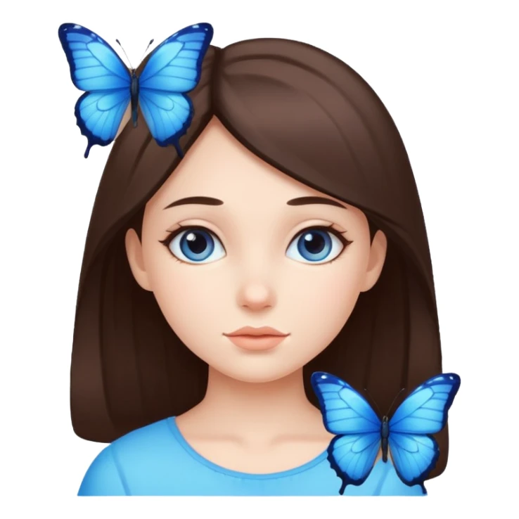 Girl have Blue butterfly  sticker