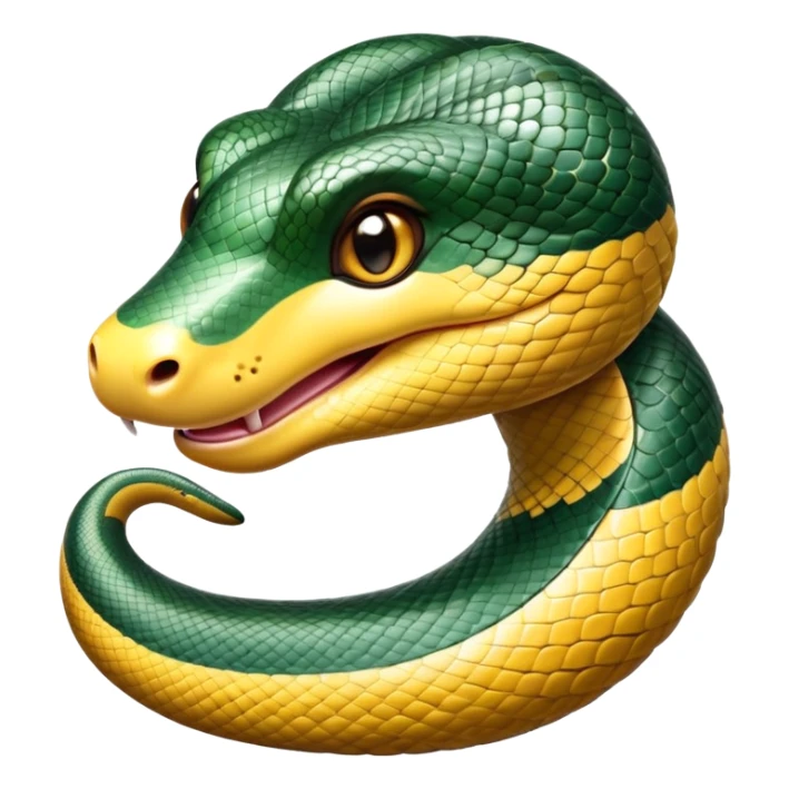 cinematic-cute-anaconda-portrait-emoji,-head-tilted-playfully-and-inquisitively,-with-a-sleek,-shimmering-body-adorned-with-detailed-scale-sriped patterns-and-round,-sparkling-eyes-full-of-wonder,-simplified-yet-irresistibly-adorable-features sticker