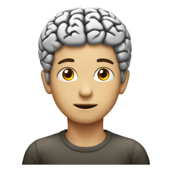 boy with big brain on top of head sticker