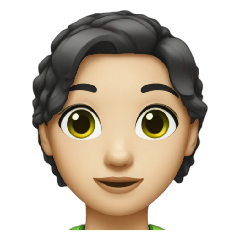 girl with short black hairs and green eyes sticker