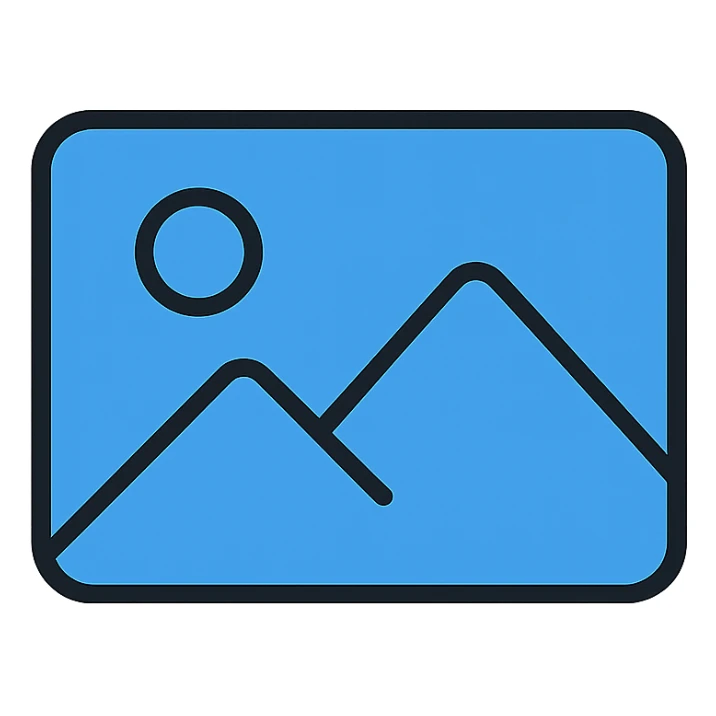 minimal blue color image placeholder icon, modern and clean style sticker