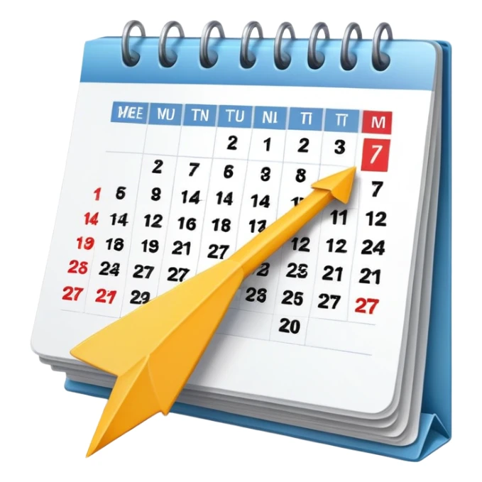 calendar with arrow showing rescheduling sticker