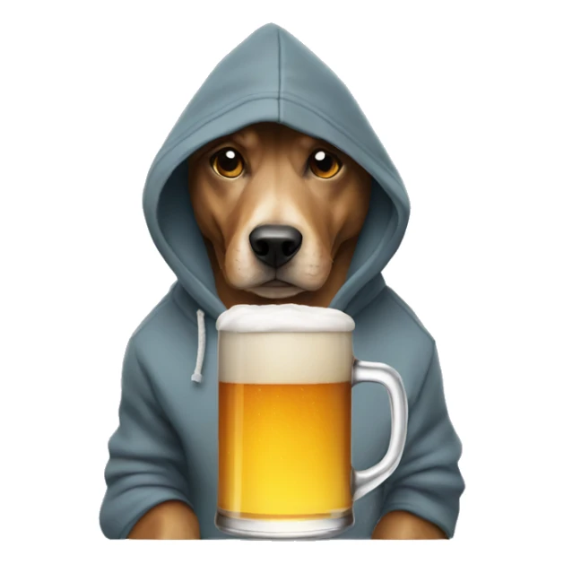 Dog wearing a hoodie drinking beer  sticker