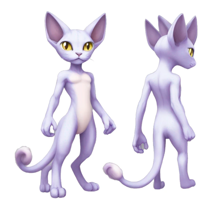 Anthro Mewtwo-Cat-Sphynx-Sona-Fakemon Nebula Full Body sticker