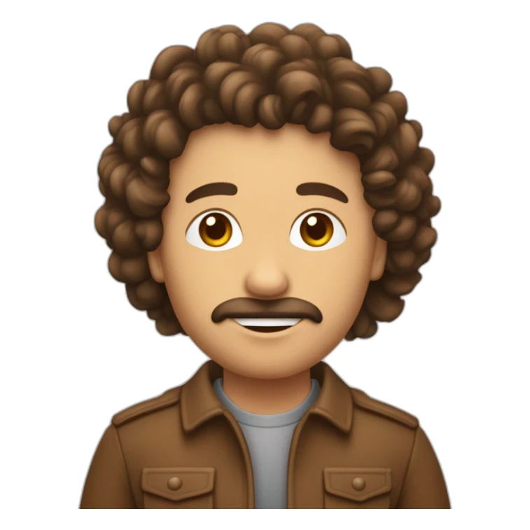 un mec brun avec des cheveux bouclé et rasé du coter sticker