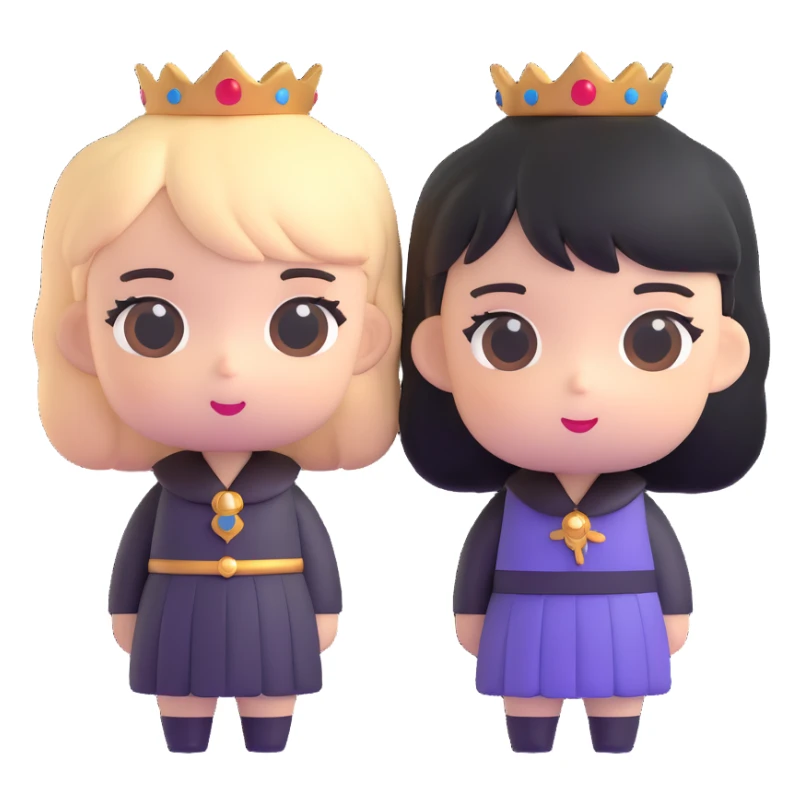 Cute chibi Nero and Lady from Devil May Cry, big heads, small bodies, childlike proportions sticker