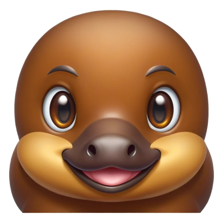 Cinematic Cute Platypus Portrait Emoji, Head tilted playfully and inquisitively, featuring a glossy brown fur with a charming, flat duckbill and round, sparkling eyes brimming with quirky wonder, Simplified yet irresistibly adorable features, highly detailed, glowing with a warm, friendly glow, high shine, affectionate and whimsical, stylized with a touch of aquatic playfulness, bright and endearing, soft glowing outline, capturing the essence of a mischievous yet lovable platypus, so playful it feels like it could waddle out of the screen into your arms! sticker