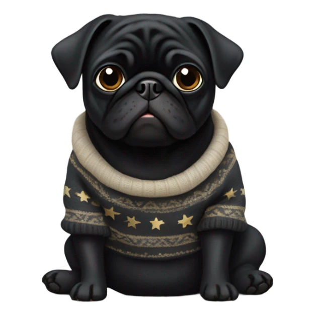 Black pug a Jewish star sweater sticker
