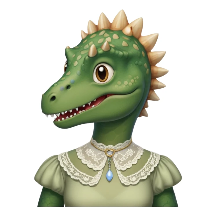 Dinosaur with a lace and Dressed like a doll  sticker