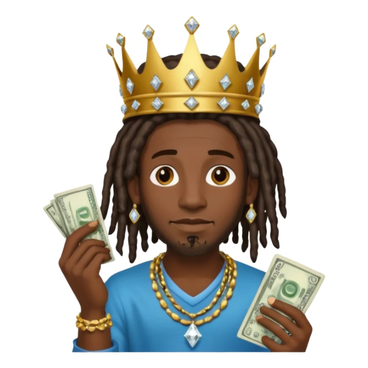 Black man dreads with crown diamond jewelry and money  sticker