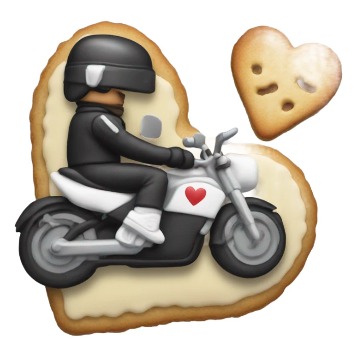 cookie heart with black motorbike  sticker