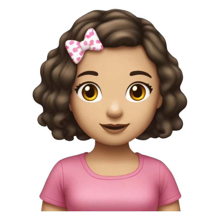 Menina morena de pele clara cabelo cacheado com uma roupa da Hello kitty  sticker