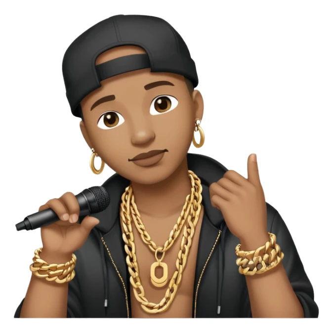 hip hop singer with microphone and chain necklace sticker