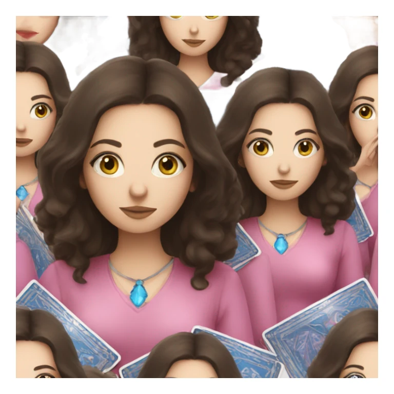 Brunette girl with blue eyes and pink tarot cards sticker