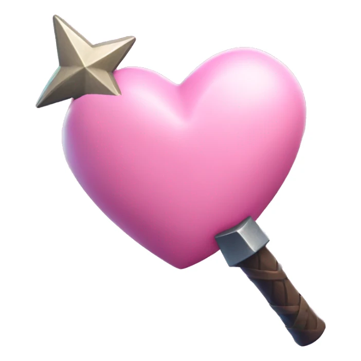 light pink heart with fortnite star wand pickaxe  sticker