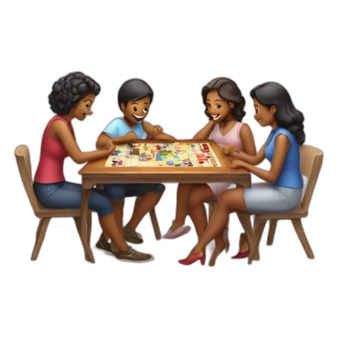 1 man and 3 women playing board game sticker