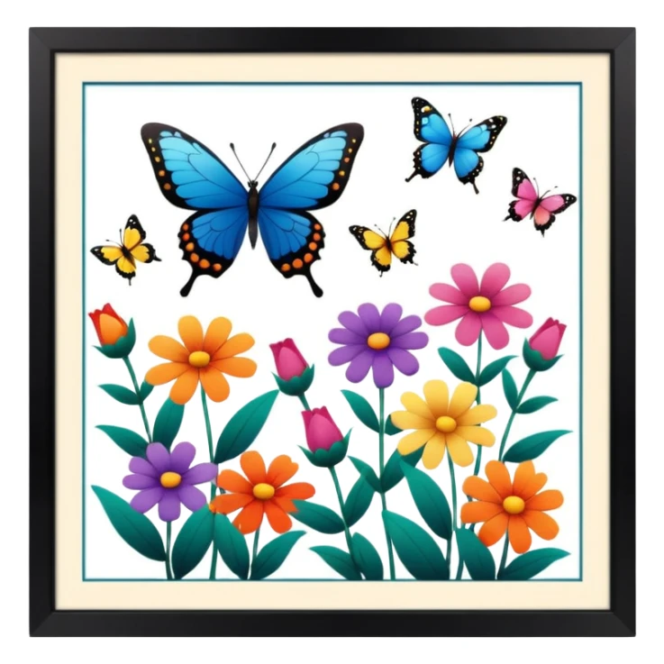 flowers butterflies frame certificates for kids sticker