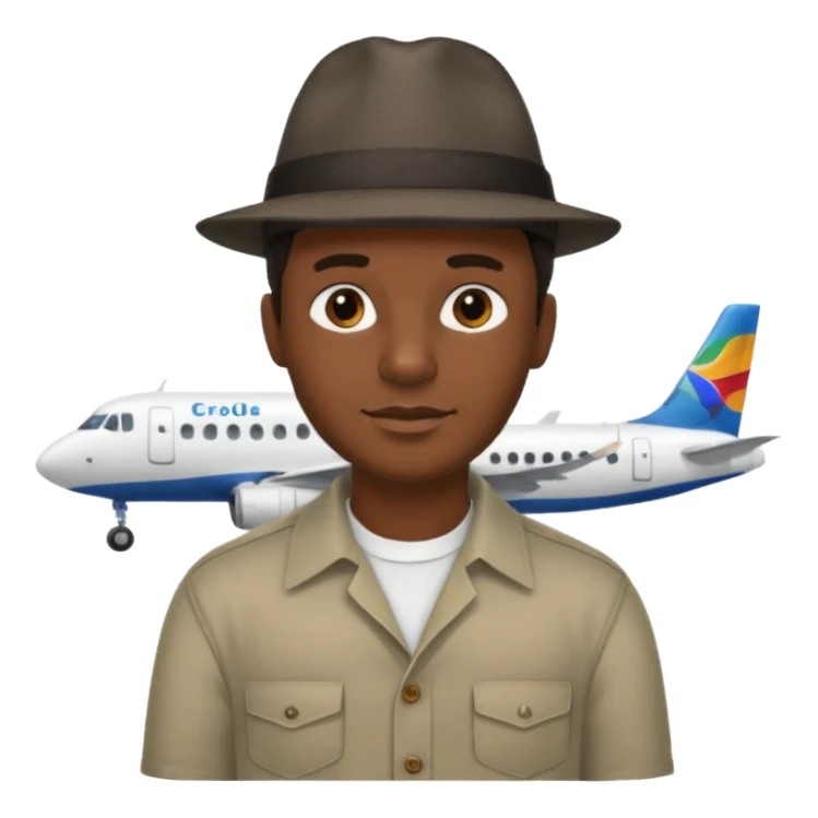 Visage homme créole réunionnais avec chapeau arrive avion sticker