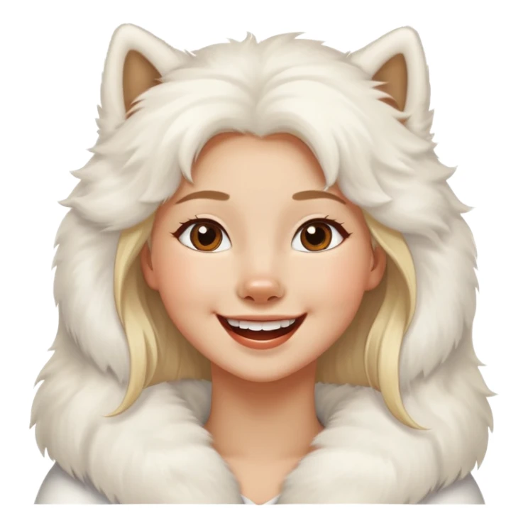 Happy samoyed with blonde smiling girl sticker