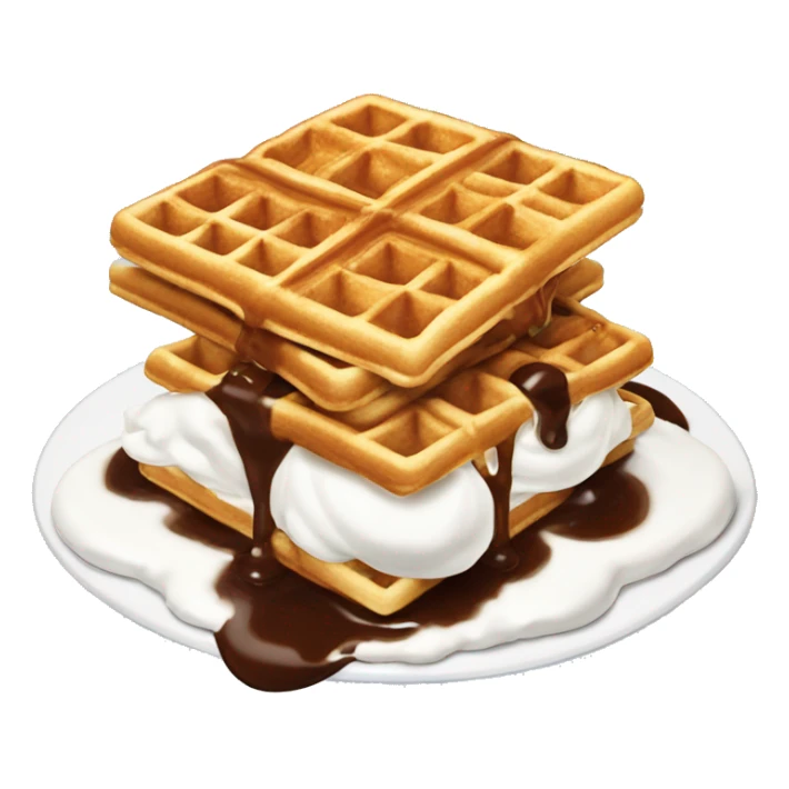 Waffles with whip cream and syrup sticker