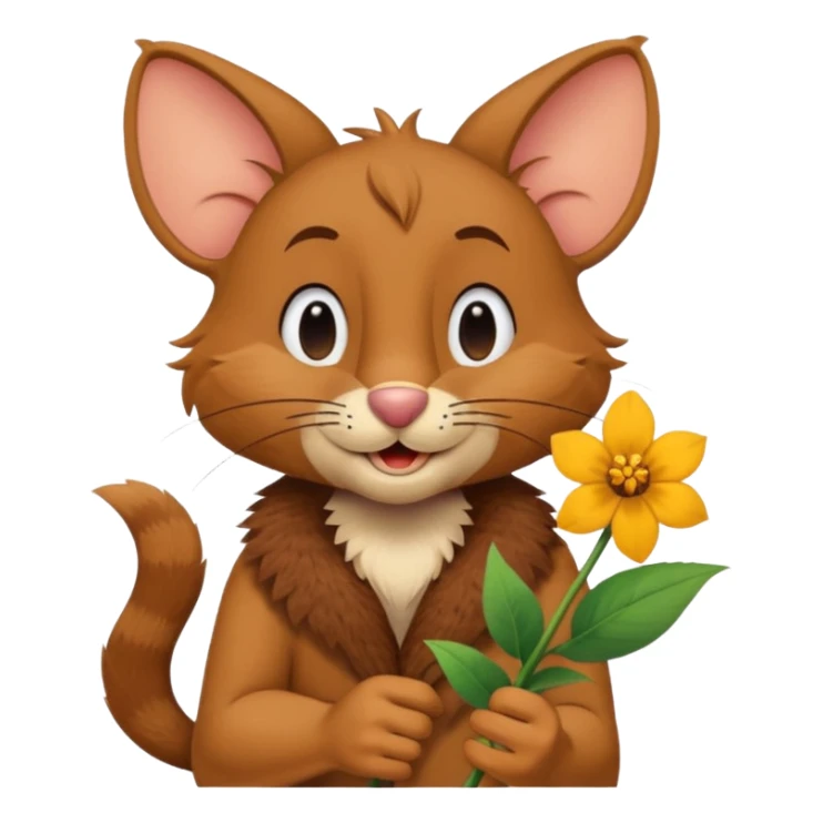 Jerry from tom and jerry, giving a flower sticker