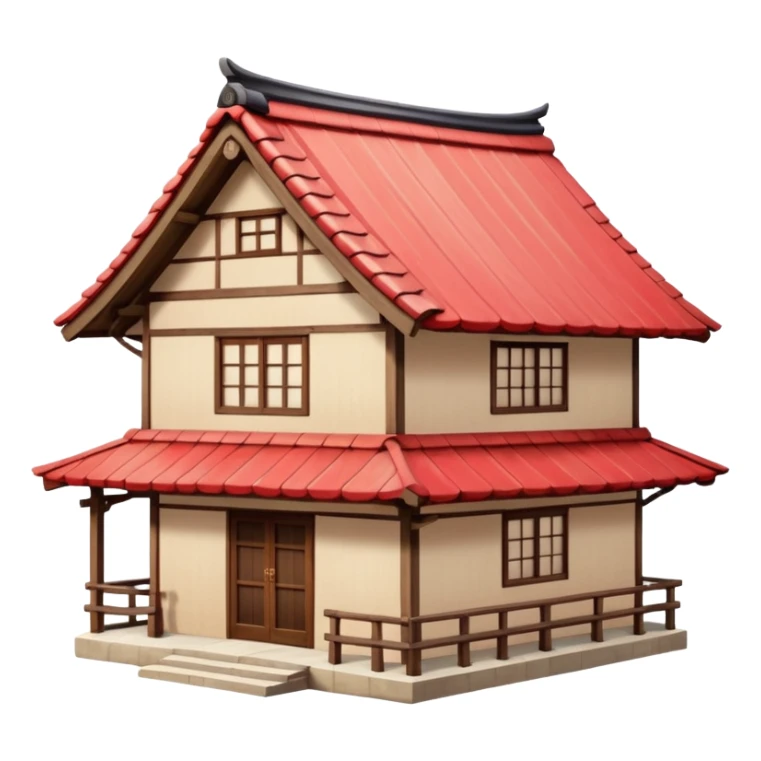 japan style wood house red beige sticker