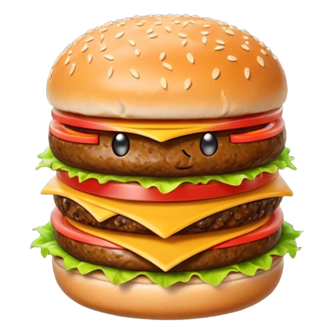 hamburger character with eyes and mouth sticker
