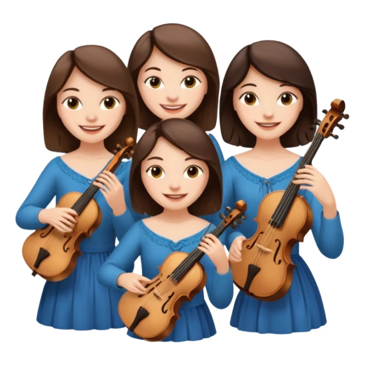 Create an imagine of three brunette women playing string instruments sticker