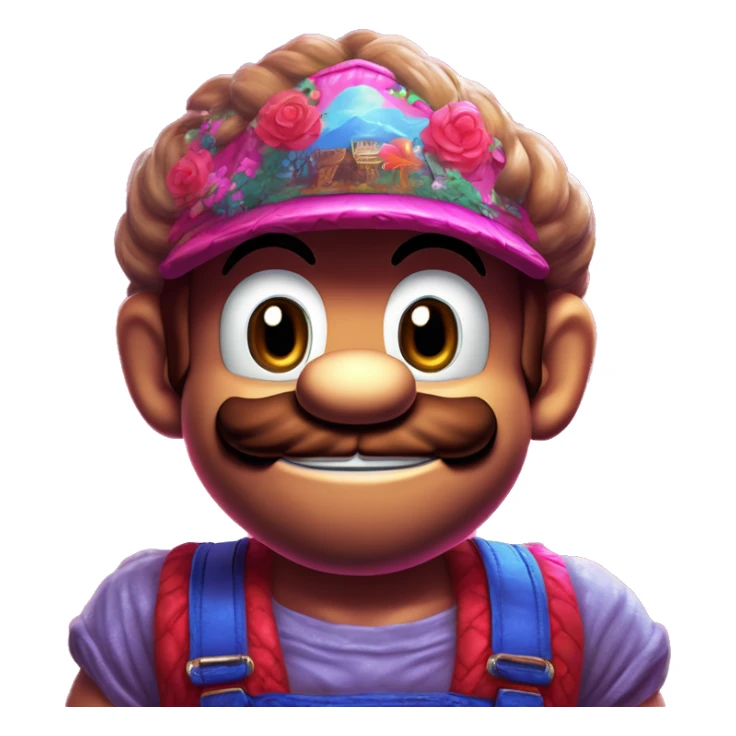 Synthwave Mario in Donkey Kong style, oil paint, epic eyes, intricate lips, exquisite pose, beautiful, desirable, logical, Midsommar  sticker