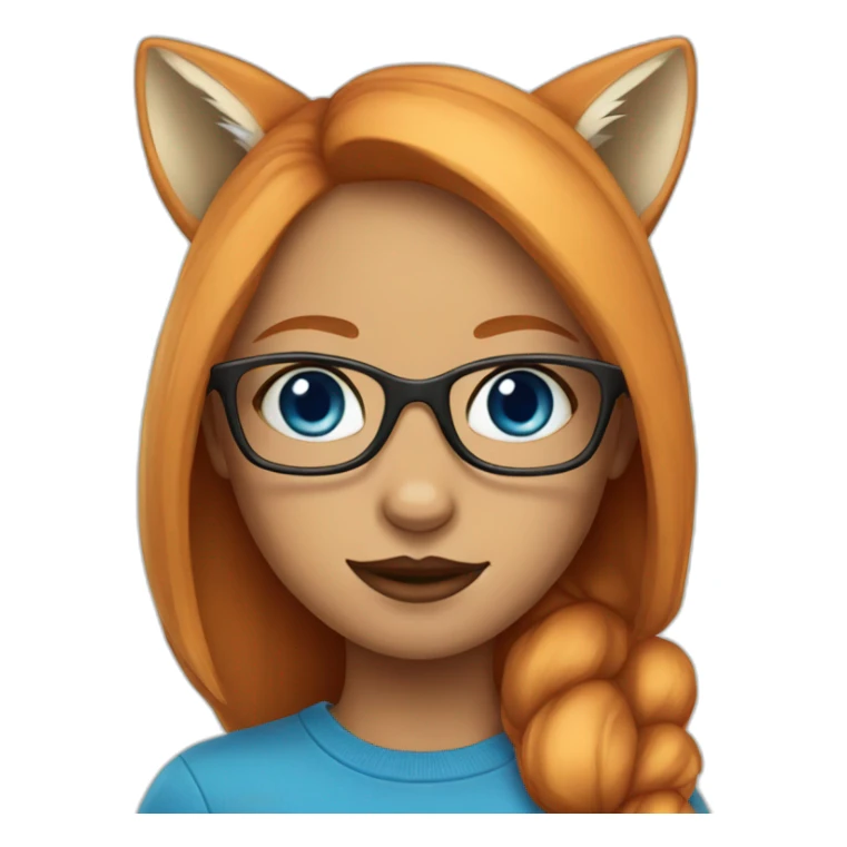 Girl Fox with blue eyes in glasses  sticker