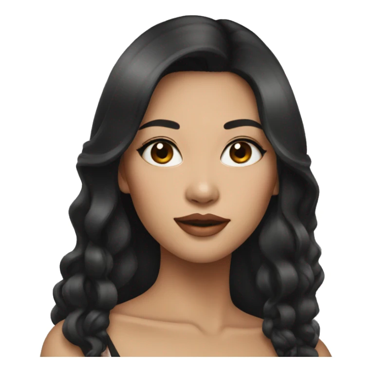 Indonesian woman with dark long hair and beautiful make up sticker