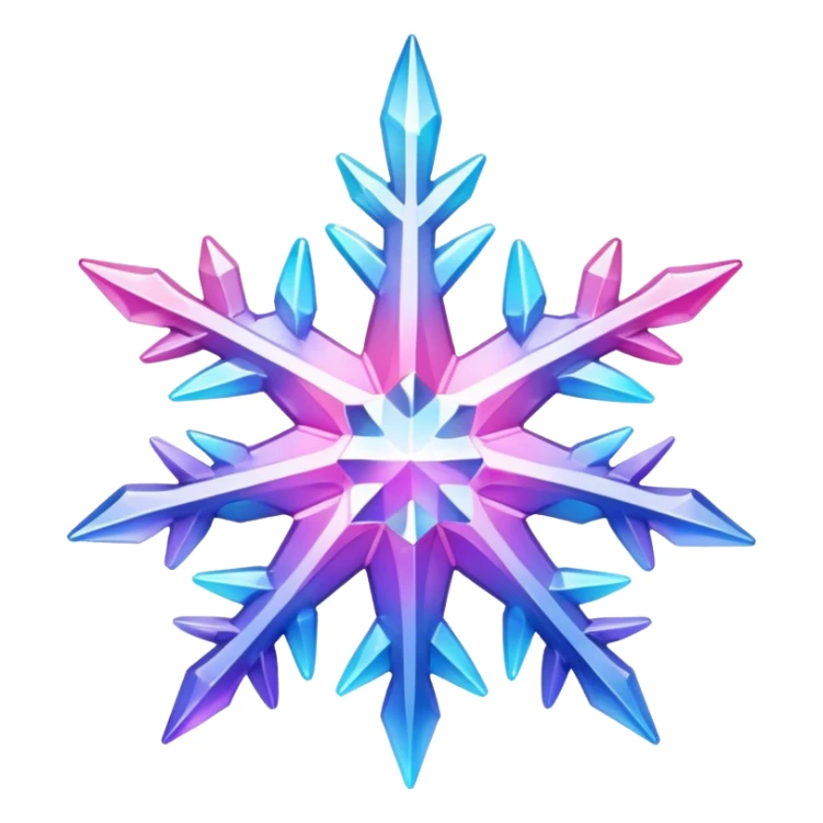 Gradient iridescent Pastel rainbow Pink violet blue crystal star snowflake  sticker