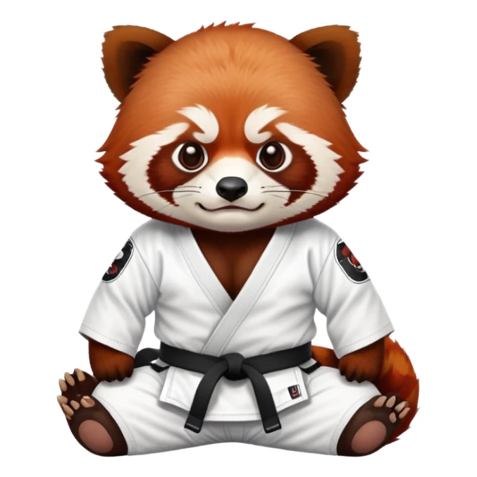 Angry Red panda wearing a jiu jitsu gi white belt sticker