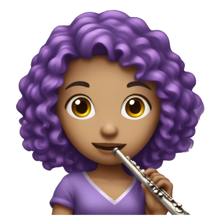 Pale Girl with purple curly hair playing flute sticker