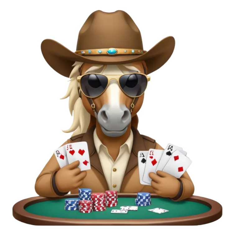 horse playng poker wearing cowboy hat wearing sunglasses sticker