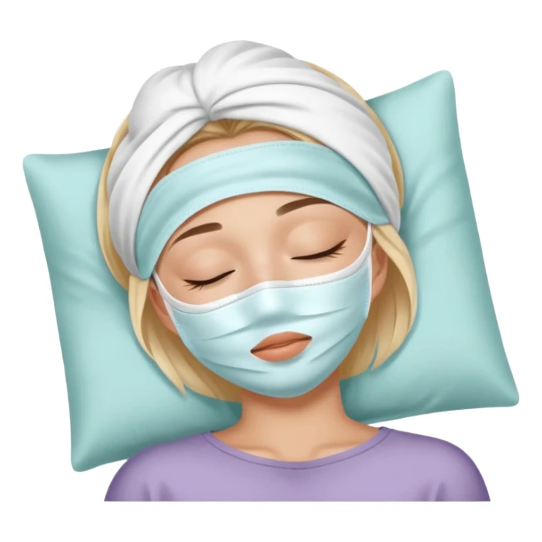 Girl sleeping peacefully with a white beauty face mask on, self care routine sticker