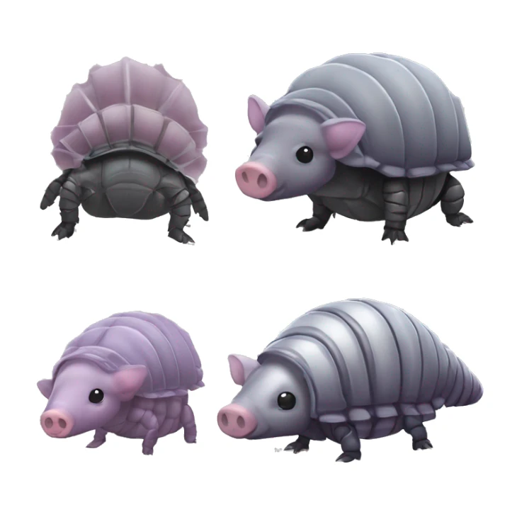 Lavender gray Pig armadillo darth Vader isopod lobster tail fanned tail feathered tail pig armadillo darth Vader face sticker