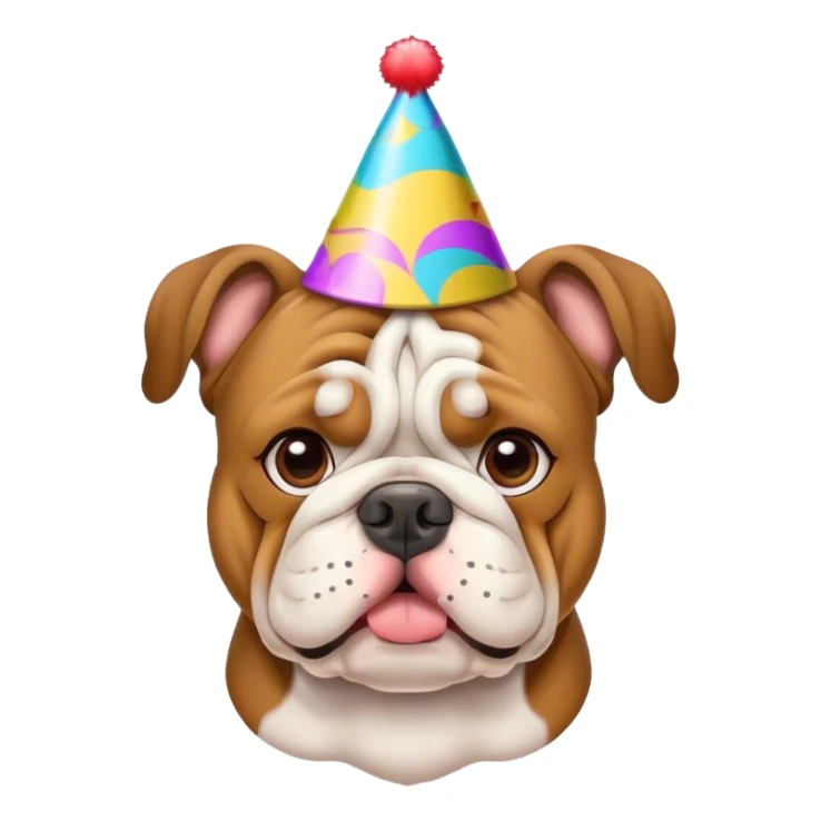 bulldog with a party hat sticker