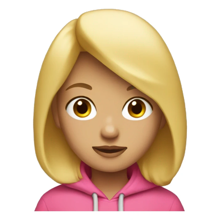 A blonde girl with a pink hoodie  sticker