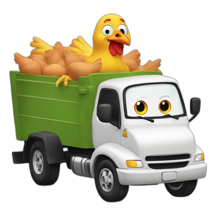 the cartoon character "chicken little" driving a truck sticker