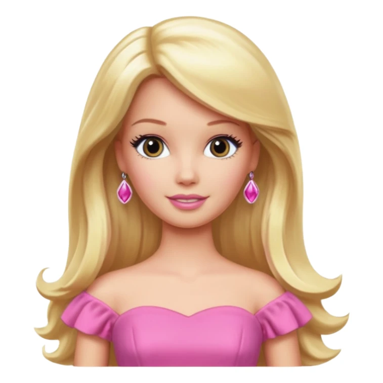 barbie, long blonde hair, pink dress sticker