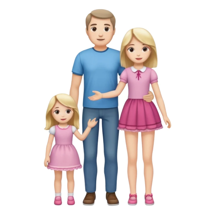father and daughter playing doll full body sticker