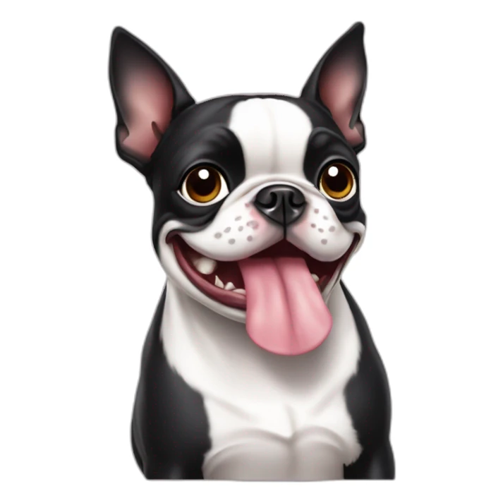 Fat och happy Boston Terrier who loves to eat sticker