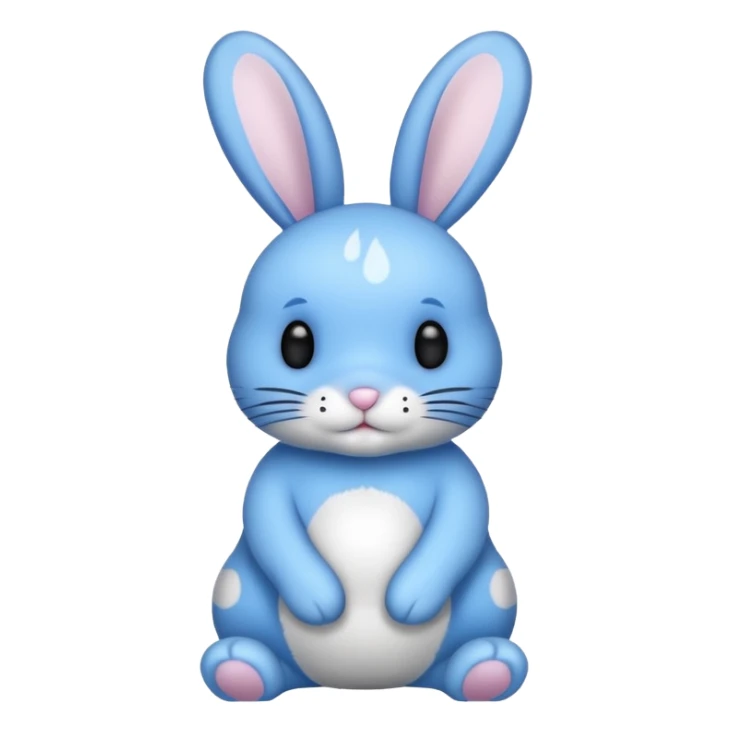 A blue bunny with big black polka dots around the bunnies body sticker