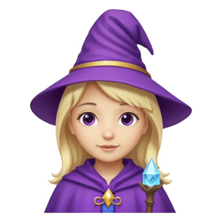 blonde hair, purple wizard hat, cute wizard girl sticker