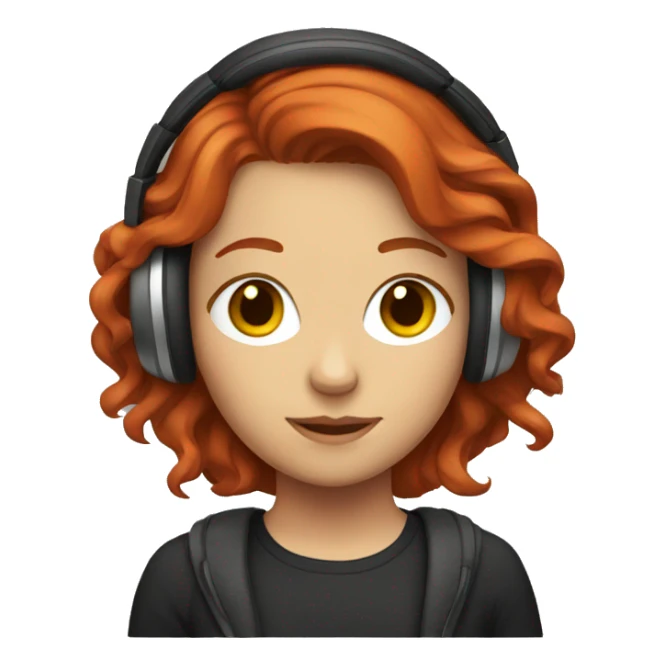 red-haired girl with headphones sticker