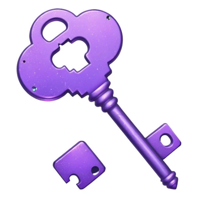 glitter purple key of castle sticker