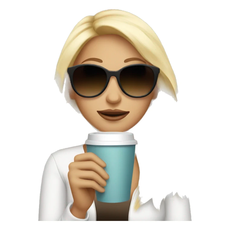 Blonde Girl With sunglasses and coffe  sticker