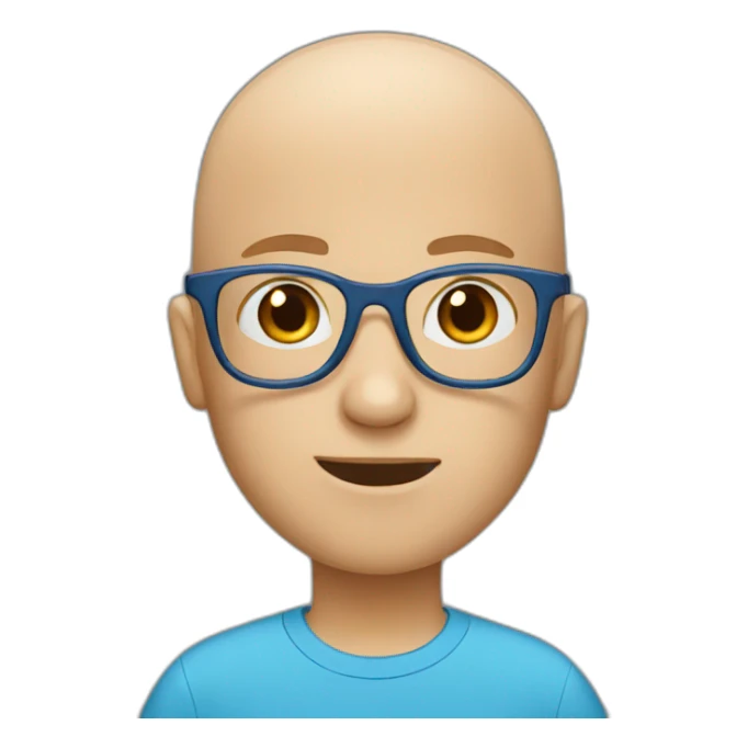bald boy with glasses and blue shirt sticker